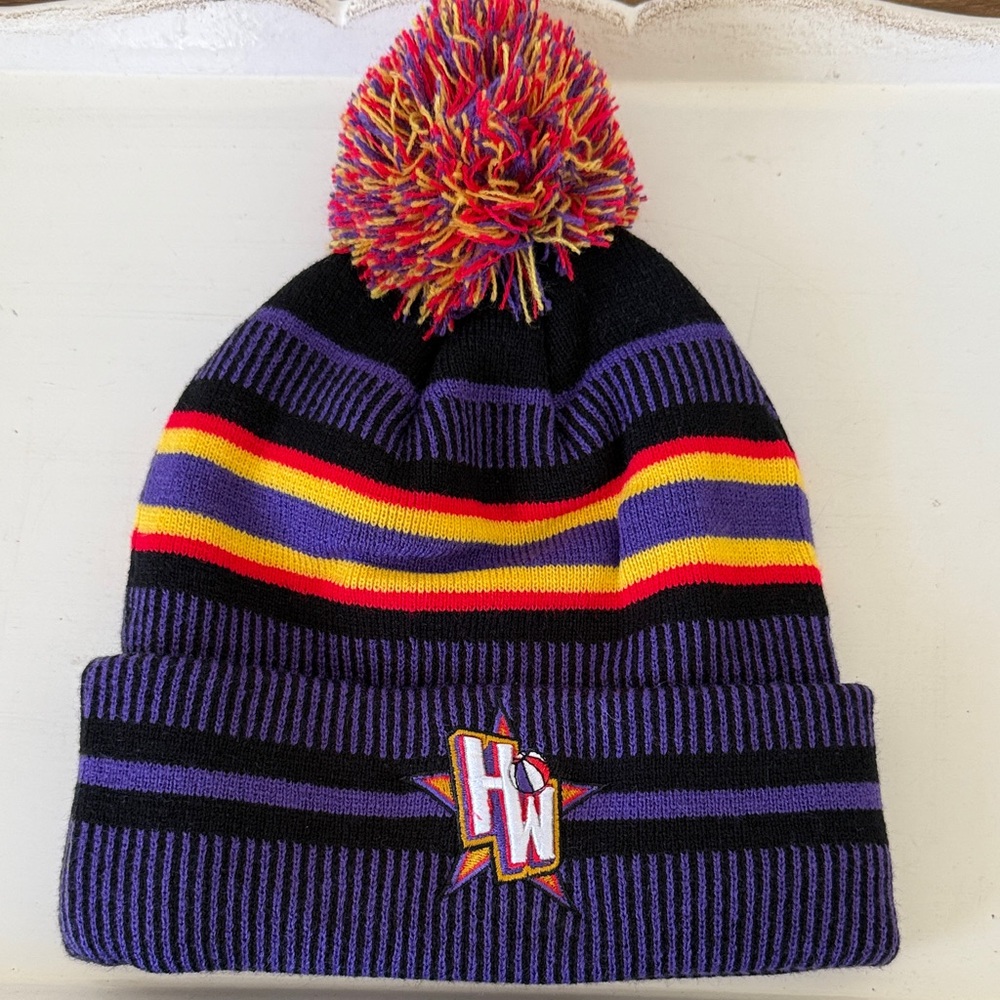Harlem Wizards Basketball Team Fleece Lined Knit Beanie with Pom-Pom